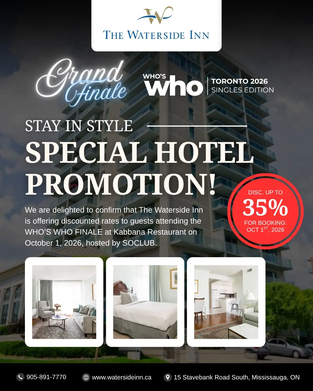 Waterside Inn accommodation offer for Who's Who Grand Finale guests